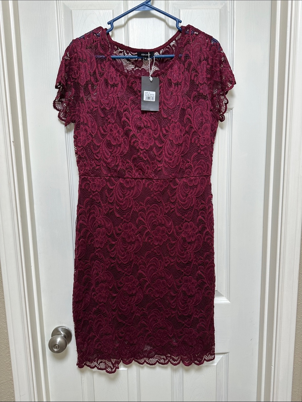 Lace Midi Dress in Burgundy - Elegant Women's Occasion Dress
